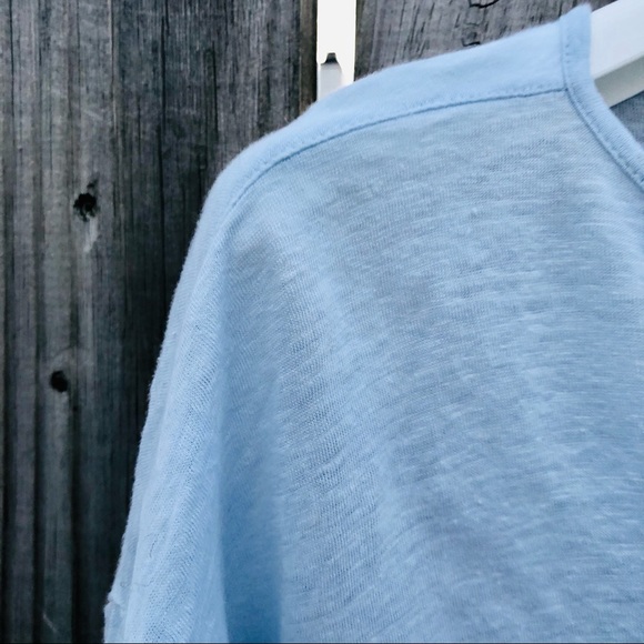 Lou & Grey Shirt Linen 3/4 Sleeve Blue Small - Picture 6 of 8